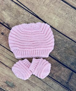 kit Touca e Luva Rosa Bebê