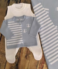 Saída Maternidade Marcos Azul bebê (Kit 3 Peças)